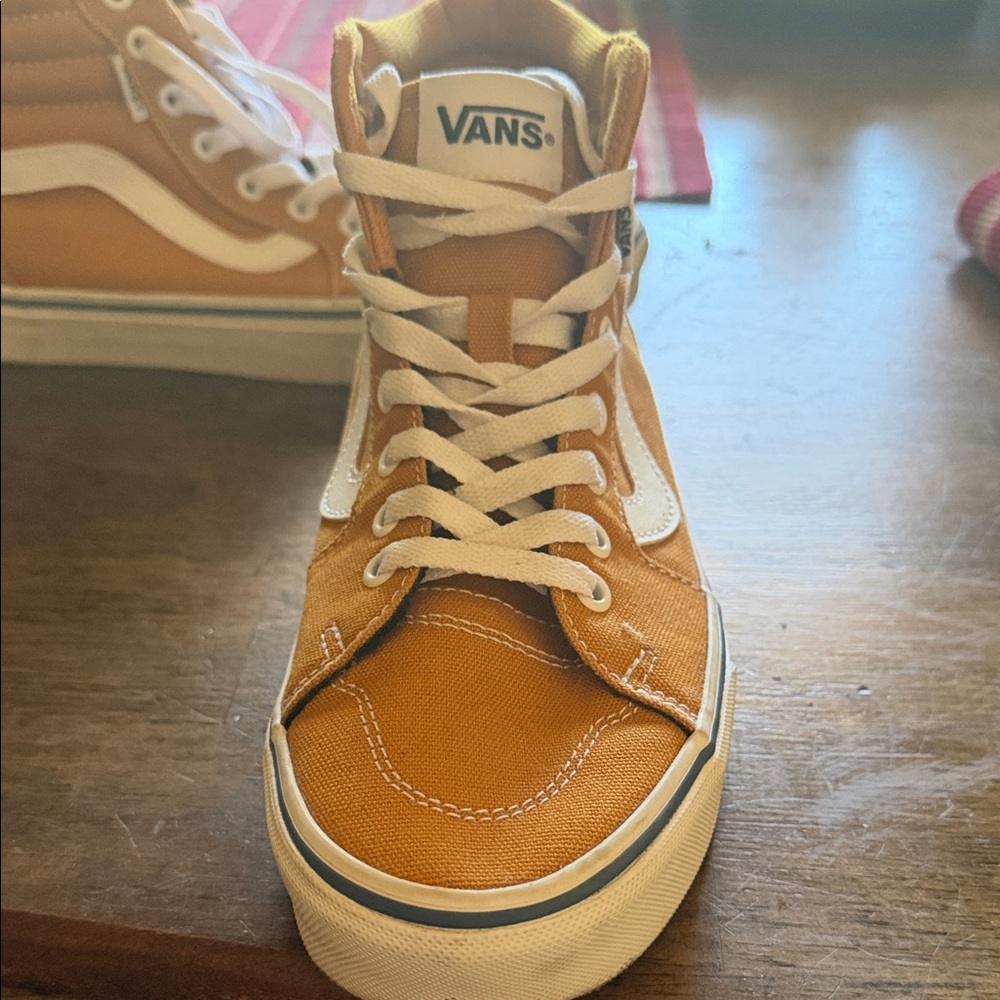 Vans High-Top Sneakers in Mustard Yellow and White